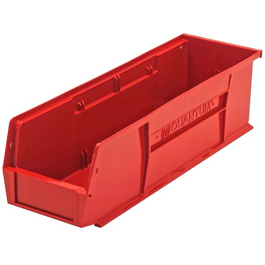 Quantum Storage Polypropylene Hang & Stack Bin: 5-1/2" OAW, 18" OAL, 5" OAH, Red - 45.000 lb Capacity | Part #QUS238RD